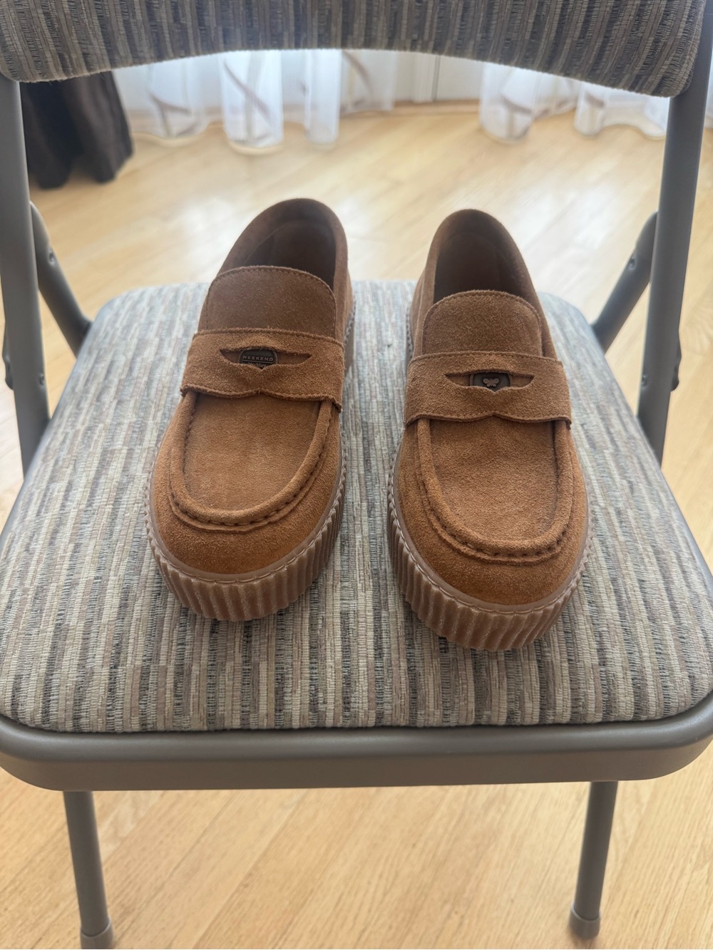 Weekend Max Mara Suede Penny Loafers — Chestnut